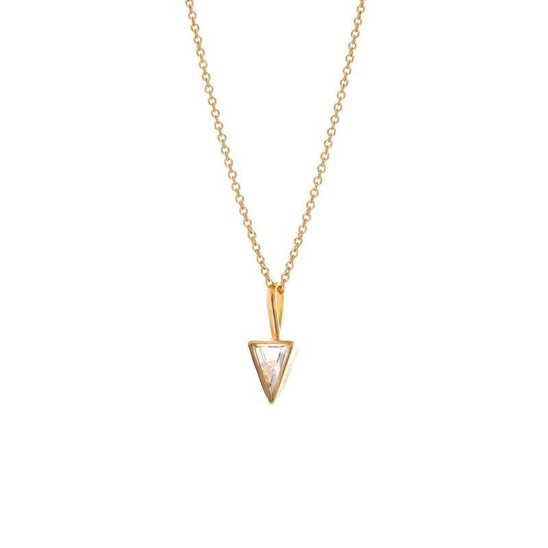 18 Karat Yellow Gold Triangle Mini Shaker Pendant with Diamonds