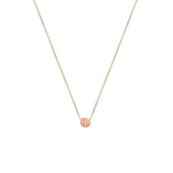14 Karat Rosé Gold RINA disc necklace with white diamonds
