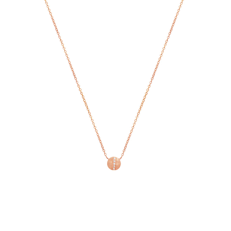 14 Karat Rosé Gold RINA disc necklace with white diamonds