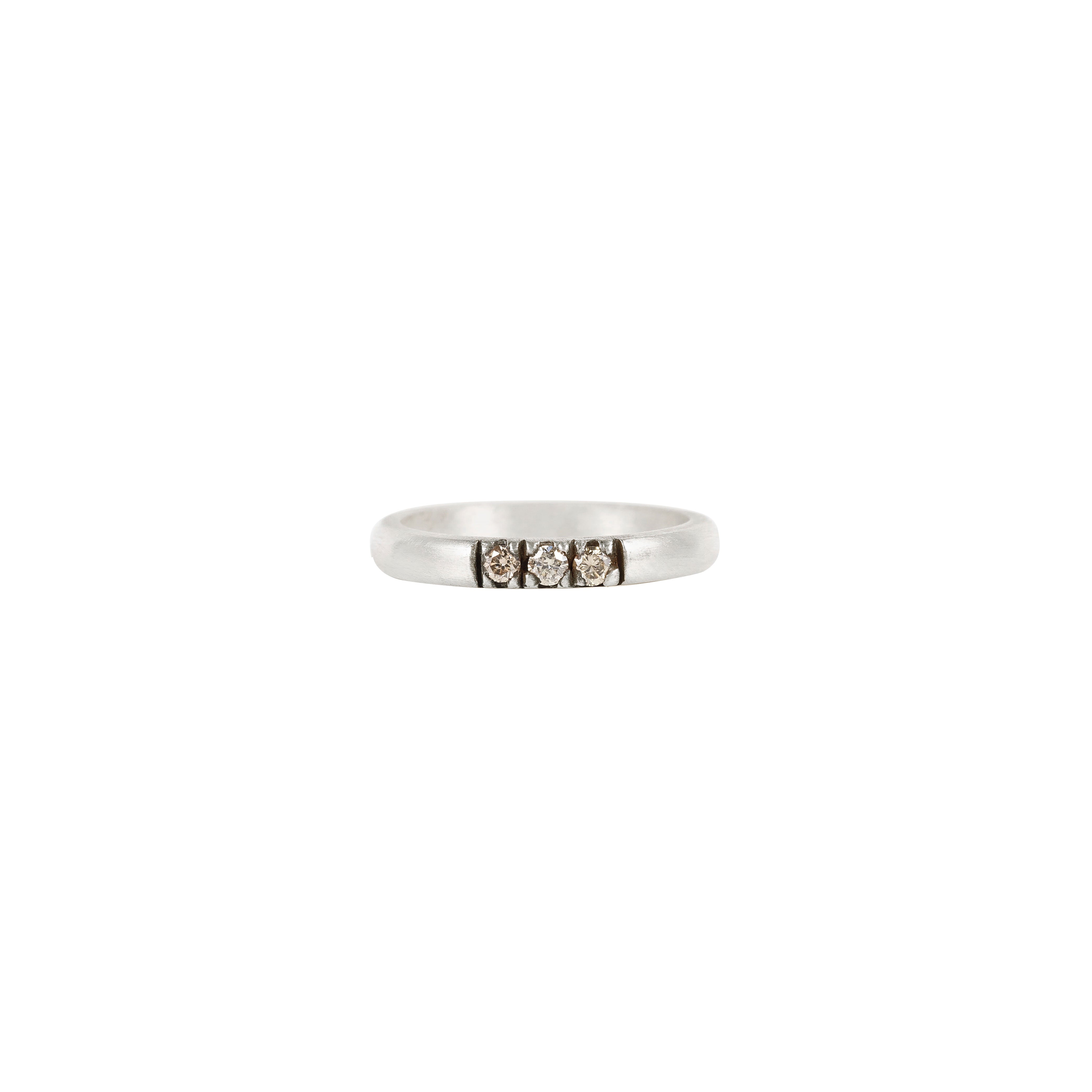 Sterling Silver Vintage Finish NELLI ring with champagne diamonds