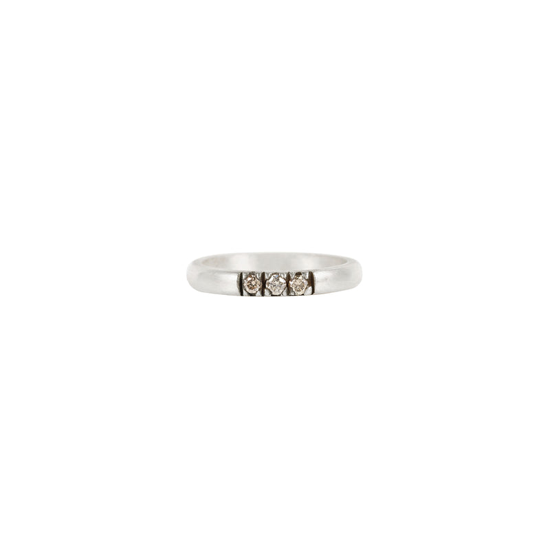 Sterling Silver Vintage Finish NELLI ring with champagne diamonds