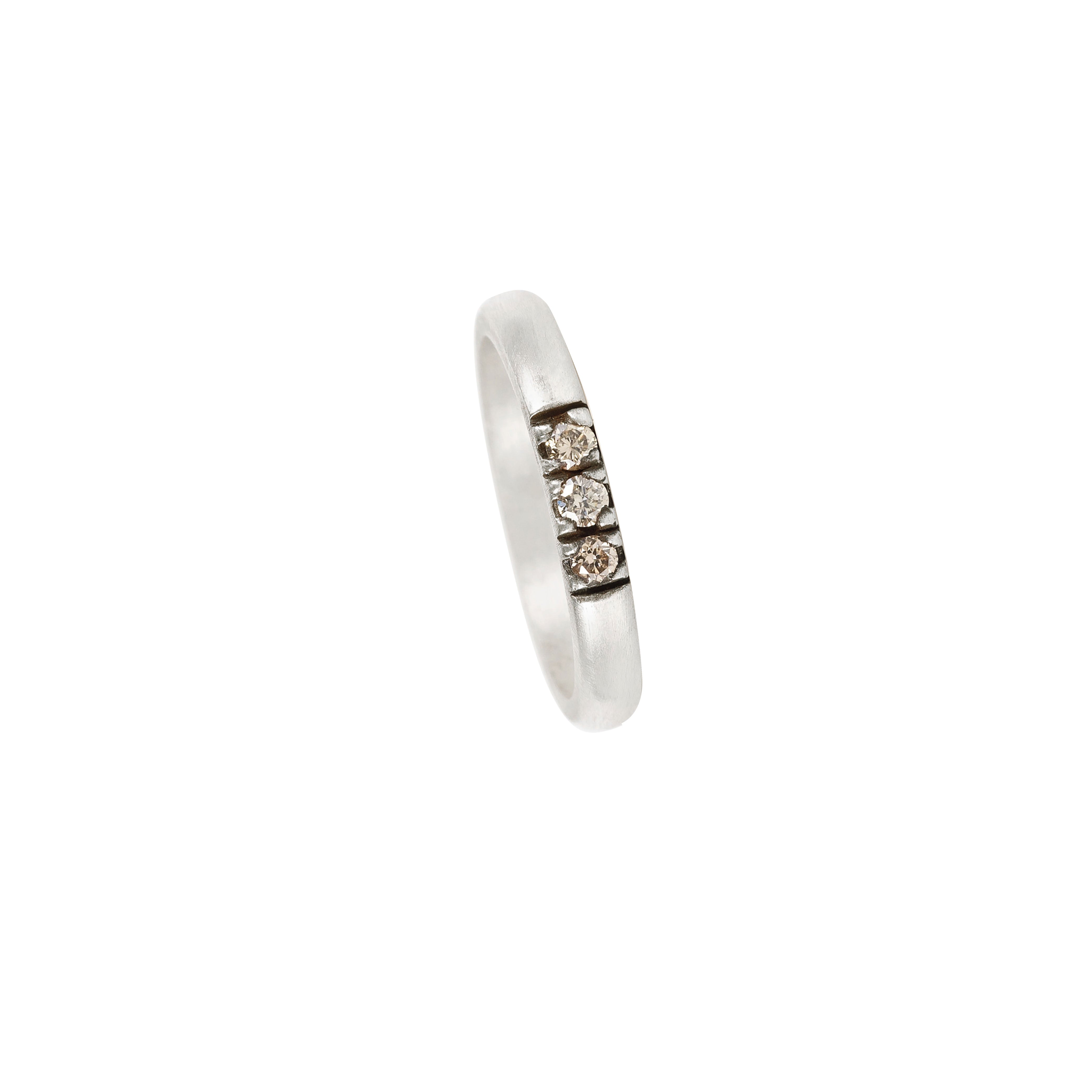 Sterling Silver Vintage Finish NELLI ring with champagne diamonds