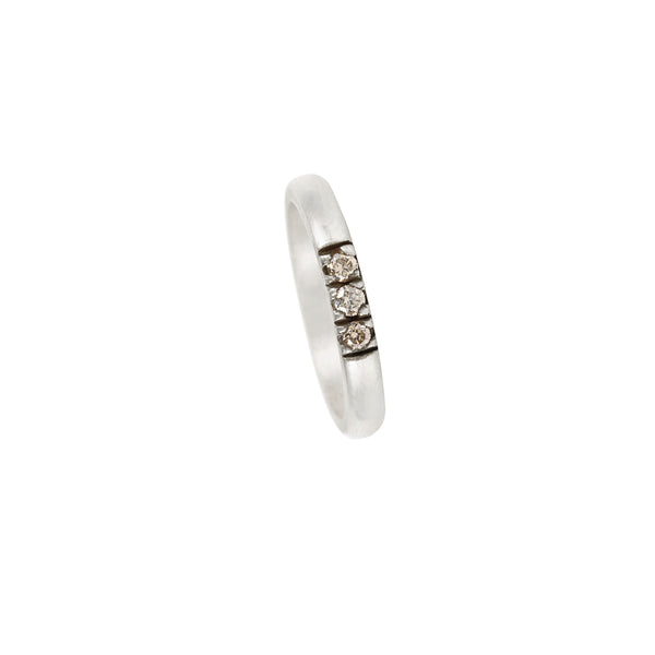 Sterling Silver Vintage Finish NELLI ring with champagne diamonds