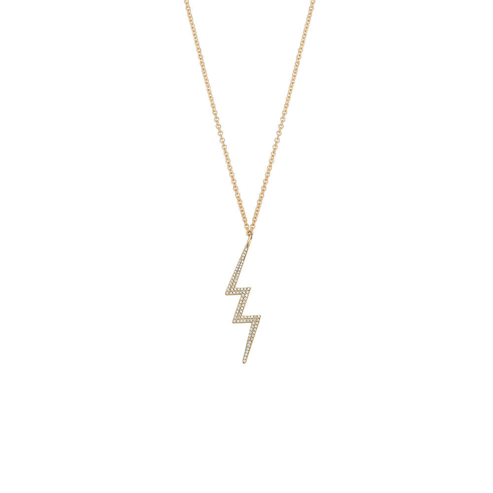 14 Karat Yellow Gold Diamond Lightning Bolt Pendant