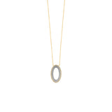 14 Karat Yellow Gold and Titanium Oval open Necklace with Diamonds