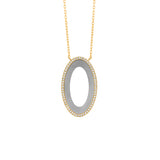 14 Karat Yellow Gold and Titanium Oval open Necklace with Diamonds
