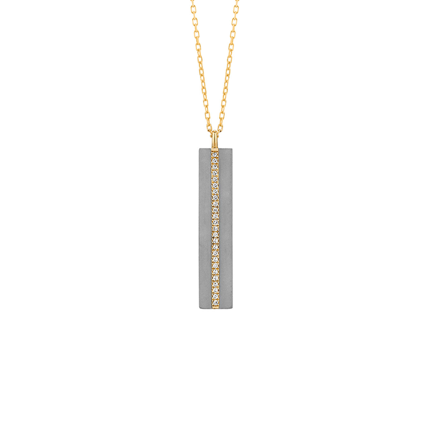 14 Karat Yellow Gold and Titanium Vertical Bar Necklace with Diamonds