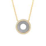 14 Karat Yellow Gold and Titanium open Circle Necklace with Diamonds