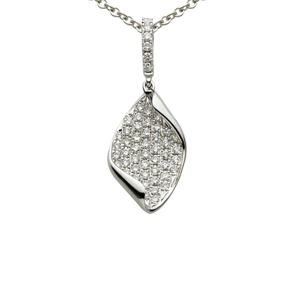 18 Karat White Gold Diamond Scroll Pendant