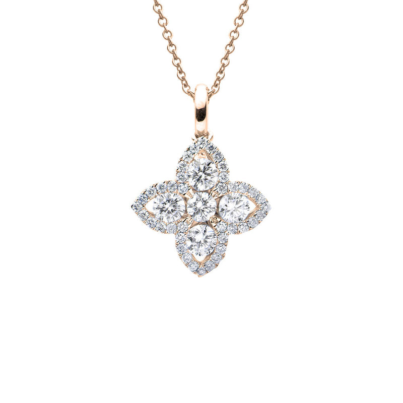 18 Karat Yellow Gold Diamond Flower pendant