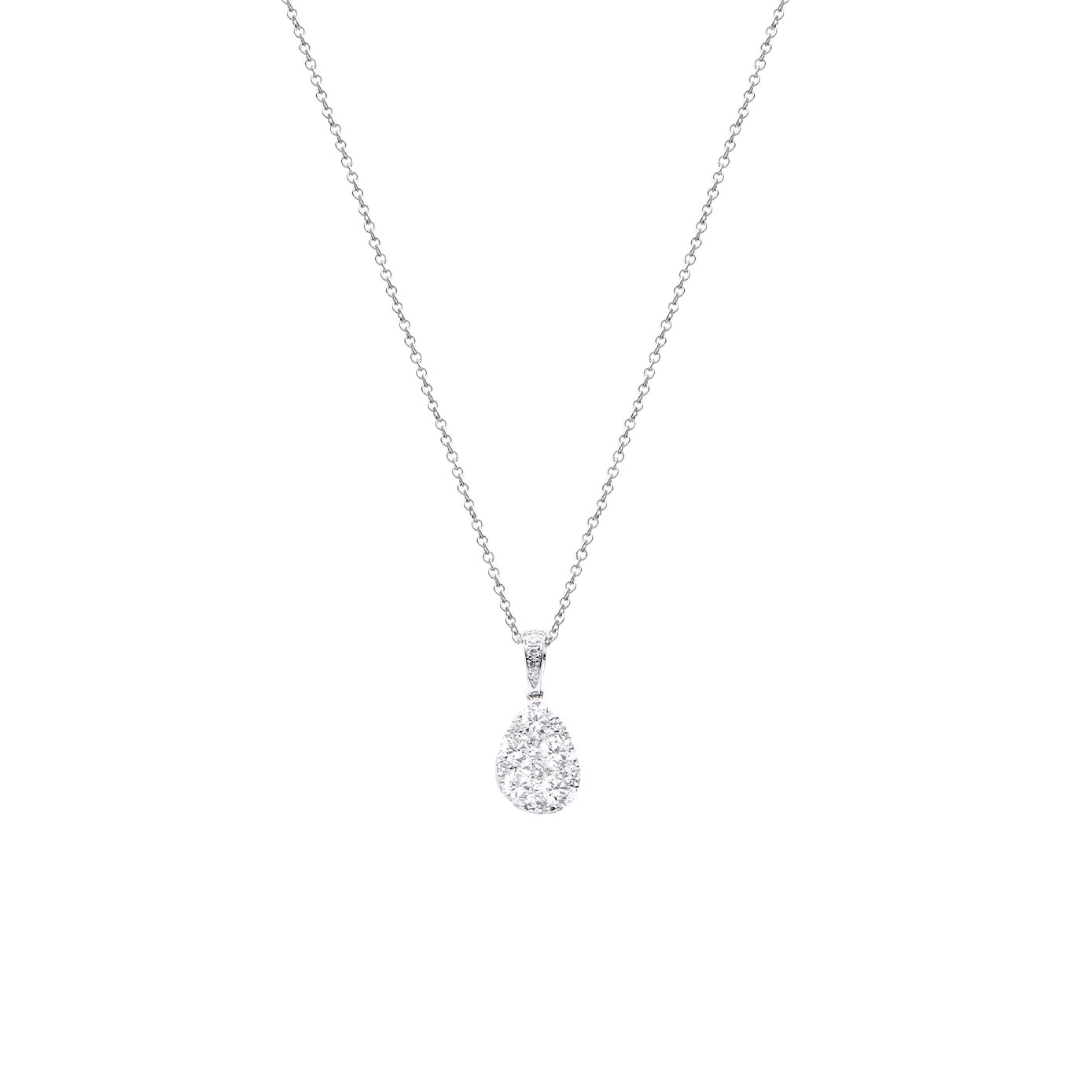 18 Karat White Gold Teardrop Diamond Pendant