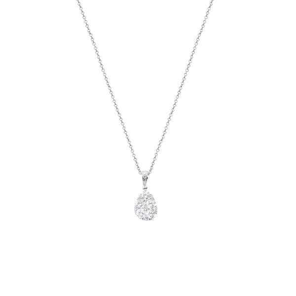 18 Karat White Gold Teardrop Diamond Pendant