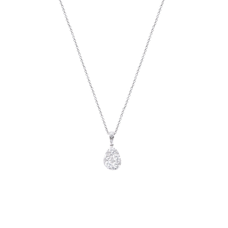18 Karat White Gold Teardrop Diamond Pendant
