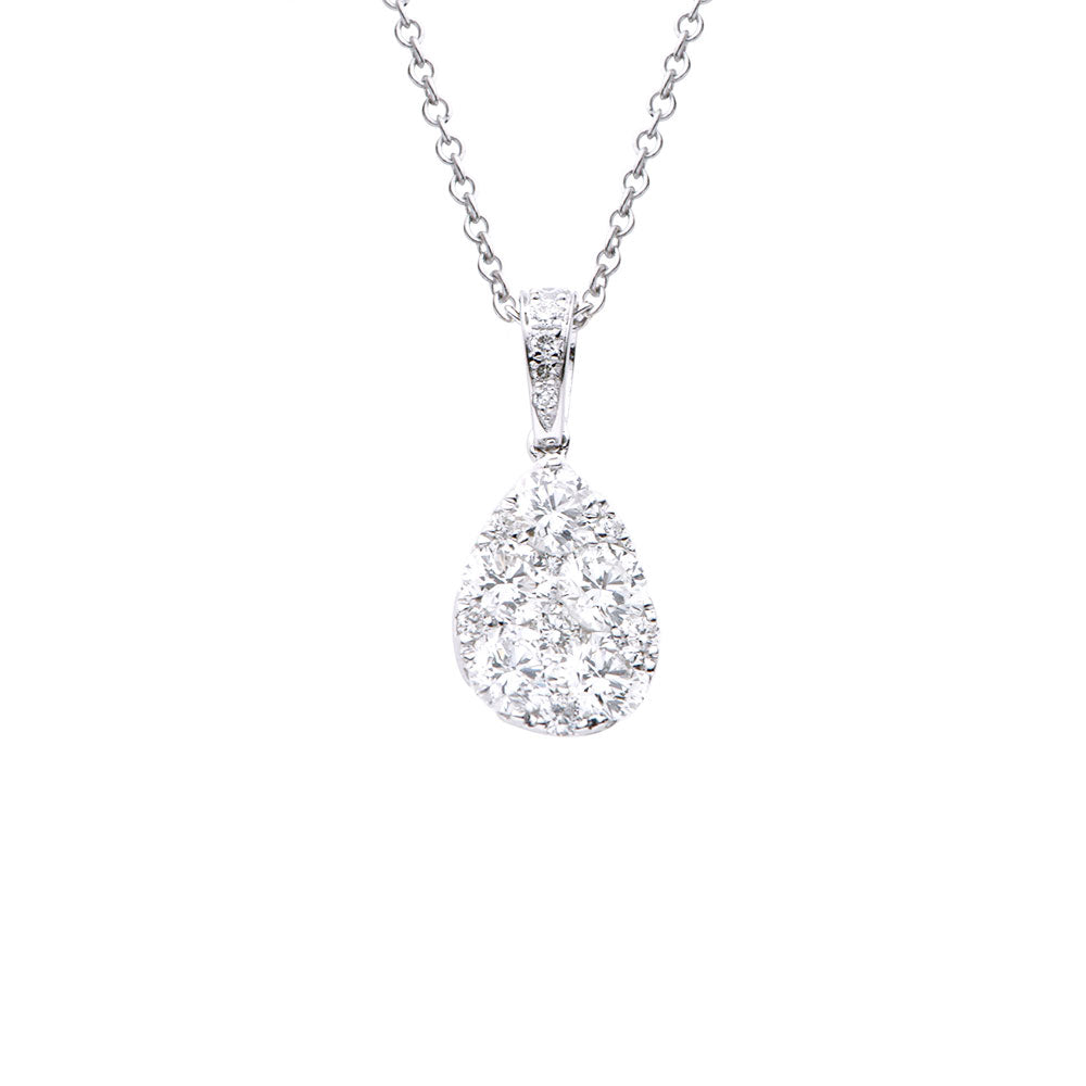 18 Karat White Gold Teardrop Diamond Pendant