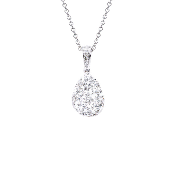 18 Karat White Gold Teardrop Diamond Pendant
