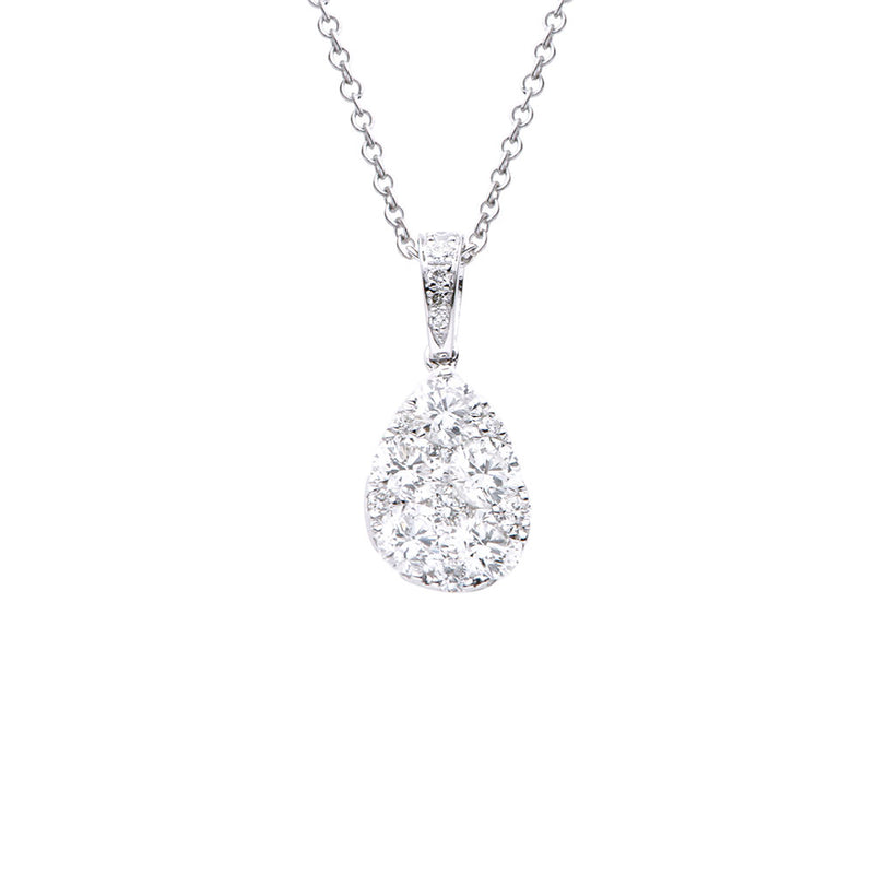 18 Karat White Gold Teardrop Diamond Pendant
