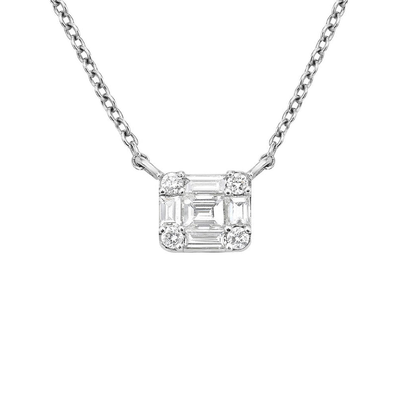 18 Karat White Gold Illusion cut Diamond necklace