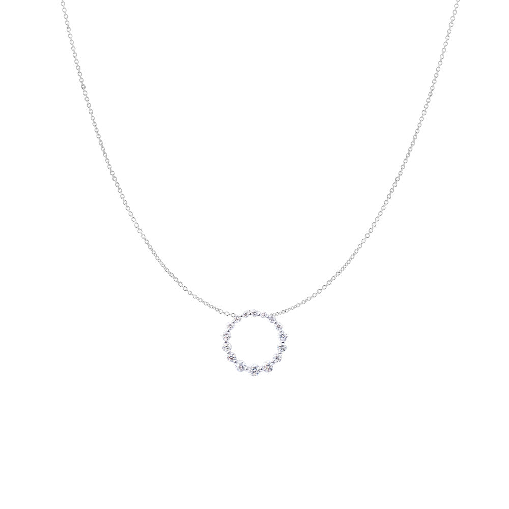 14 Karat White Gold Diamond Circle Pendant