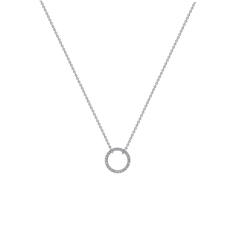 14 Karat White Gold Mini Diamond circle necklace