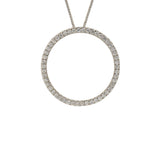 18 Karat White Gold Open Circle Diamond Necklace