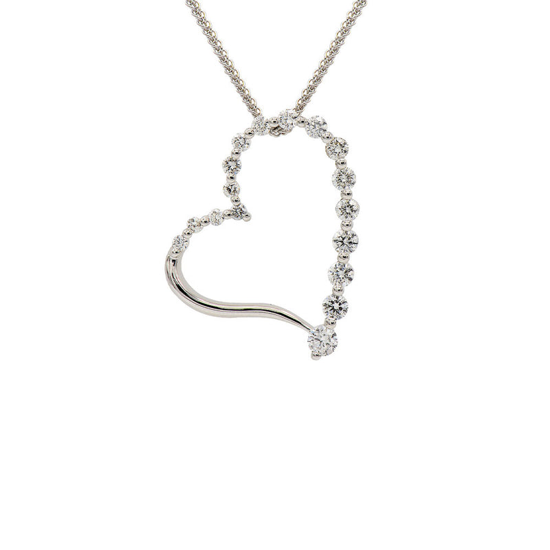 18 Karat White Gold open heart diamond necklace