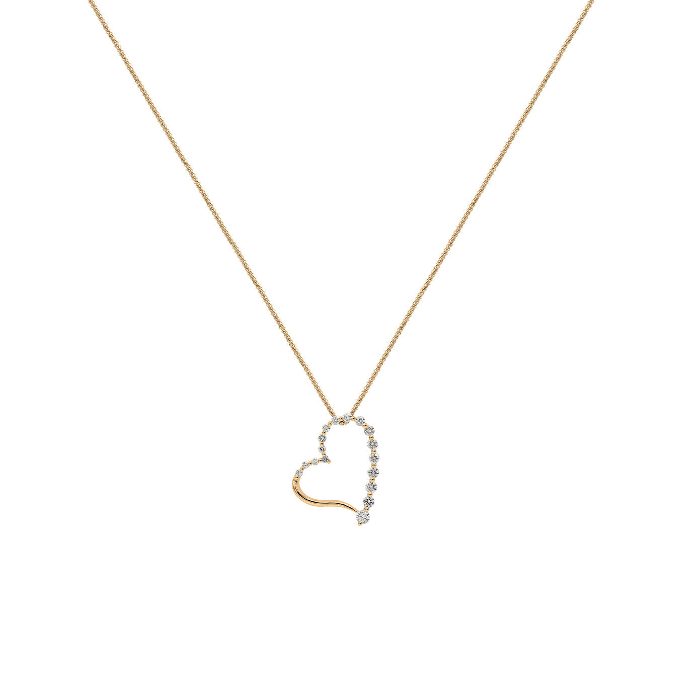 18 Karat Yellow Gold Heart Diamond Pendant