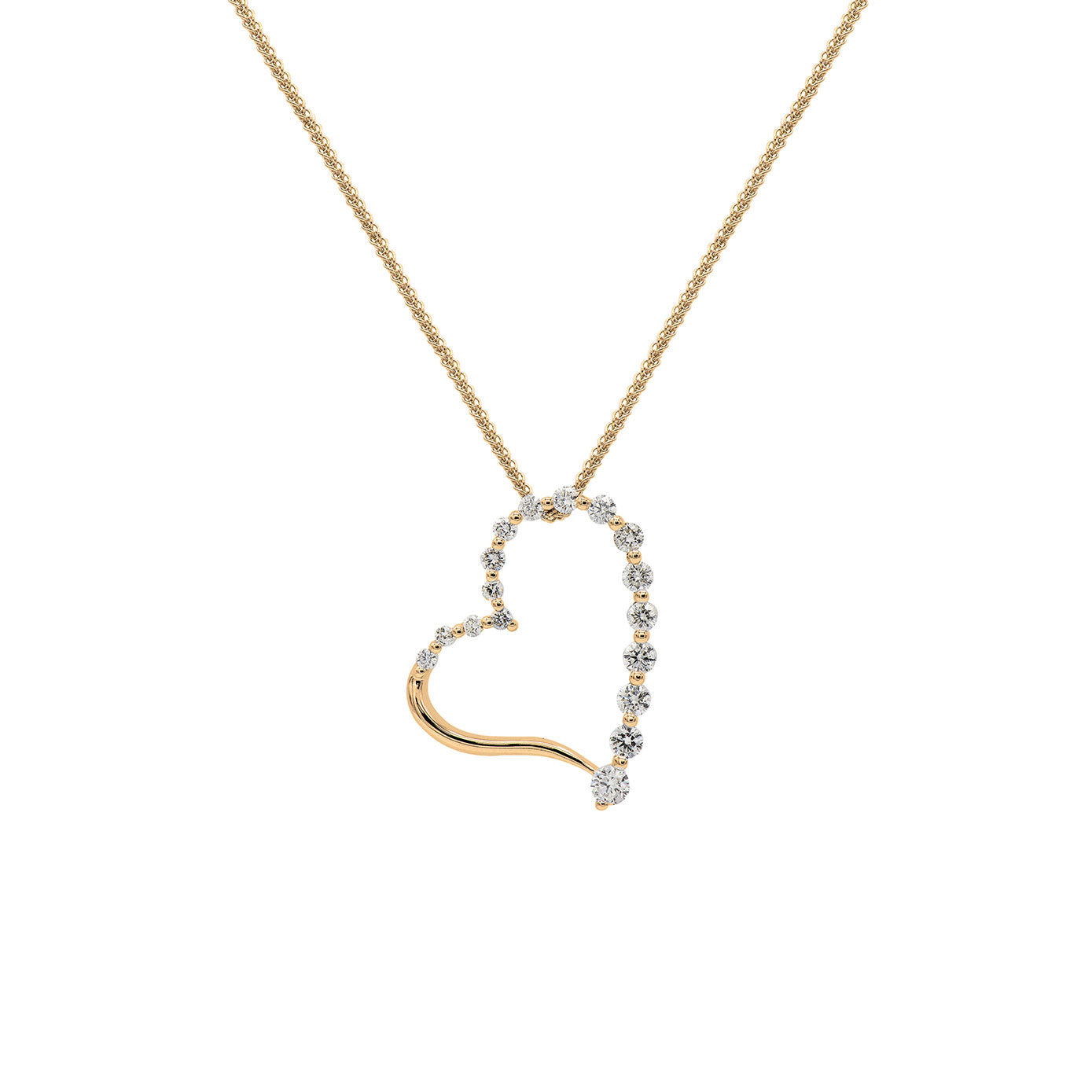 18 Karat Yellow Gold Heart Diamond Pendant