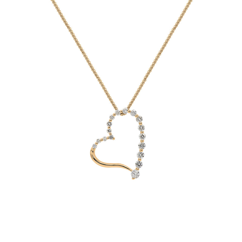 18 Karat Yellow Gold Heart Diamond Pendant