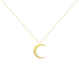 18 Karat Yellow Gold Crescent Moon Diamond Pendant