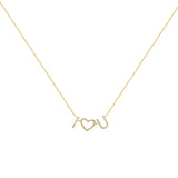 18 Karat Yellow Gold I HEART U diamond necklace