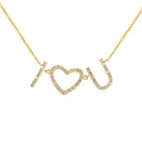 18 Karat Yellow Gold I HEART U diamond necklace