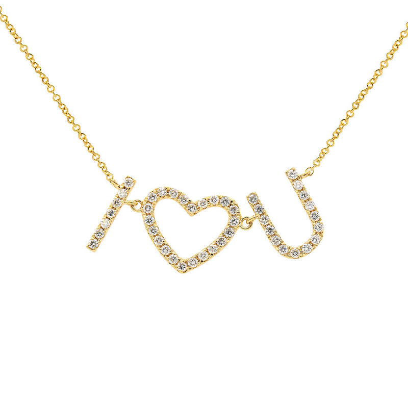 18 Karat Yellow Gold I HEART U diamond necklace