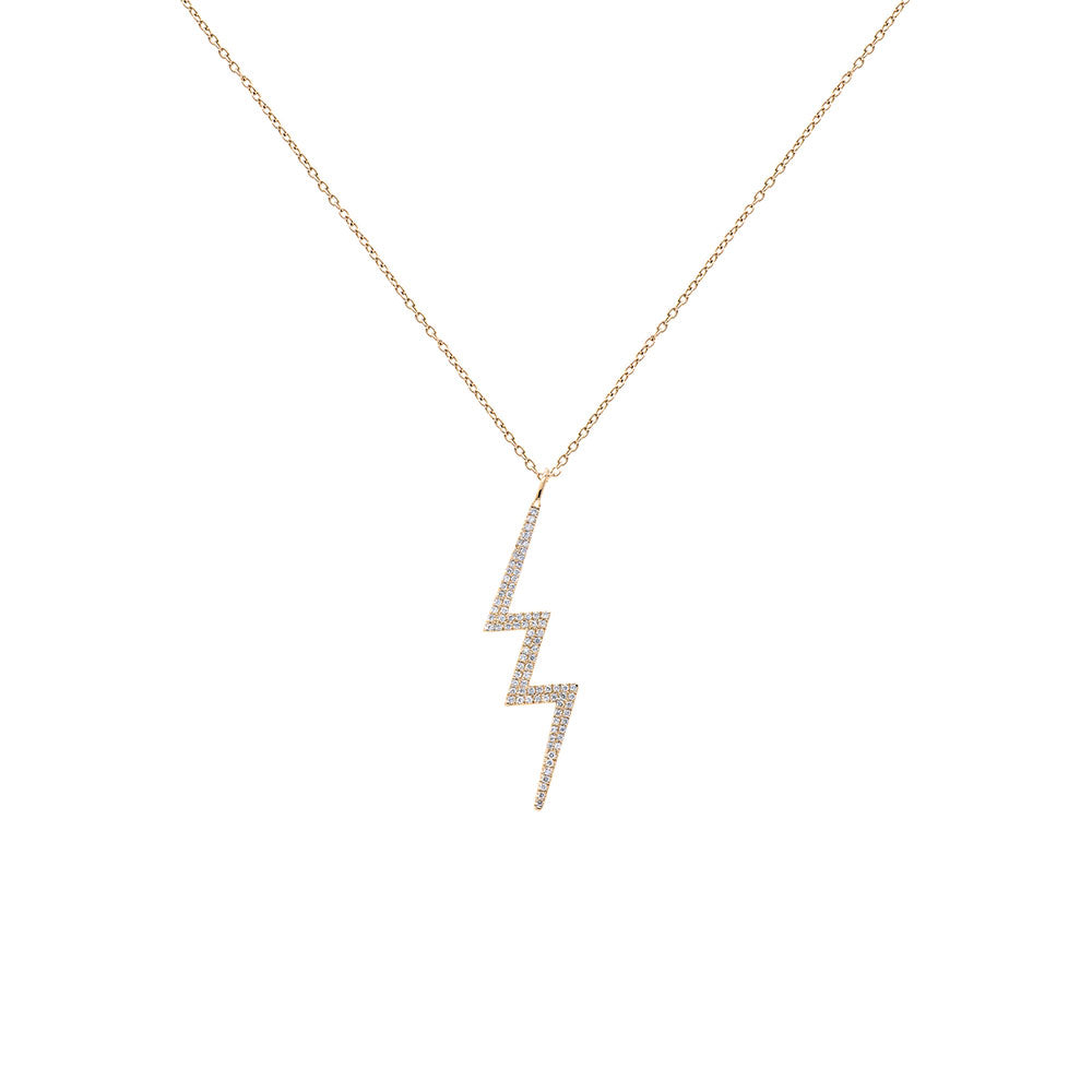 18 Karat Yellow Gold Diamond Lightning Bolt Pendant