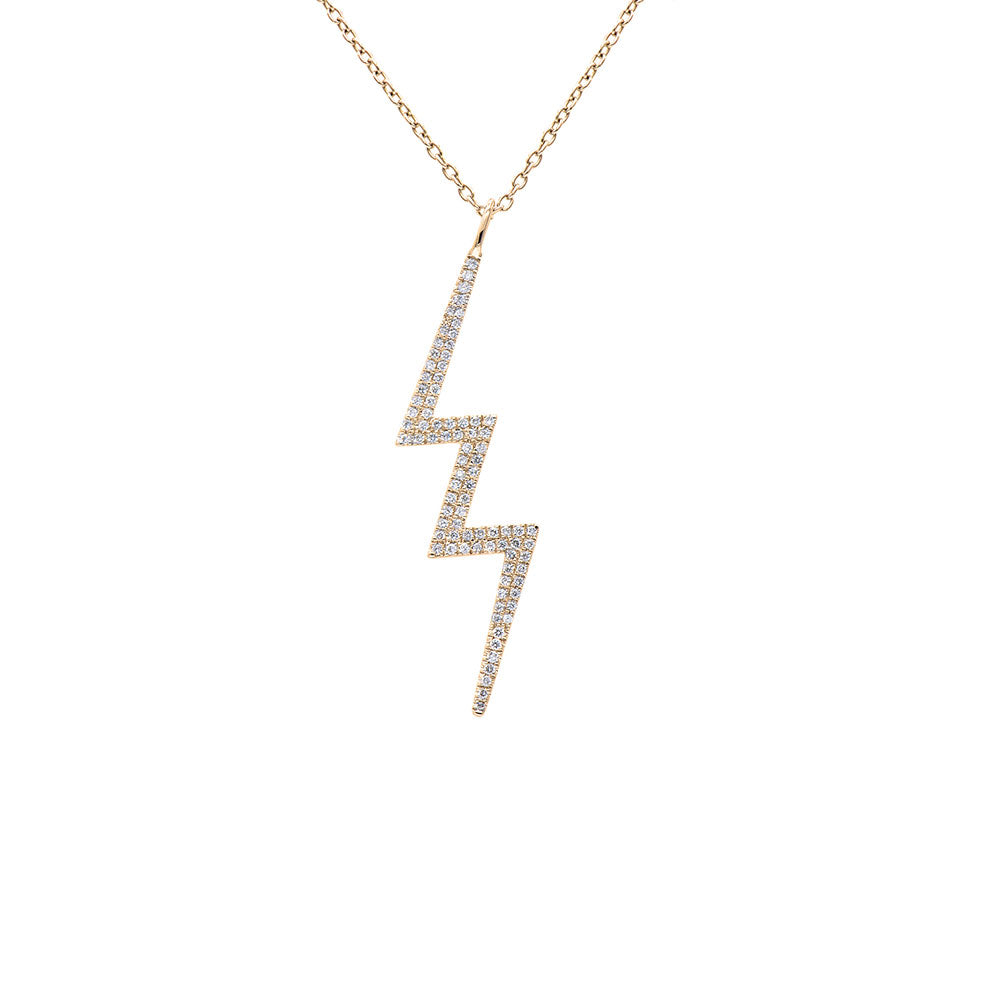 18 Karat Yellow Gold Diamond Lightning Bolt Pendant