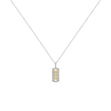 18 Karat Yellow and White Gold Filagree Bar Diamond Pendant