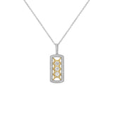 18 Karat Yellow and White Gold Filagree Bar Diamond Pendant