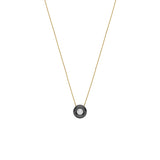 14 Karat Yellow Gold and Titanium Bezel Necklace with Diamond
