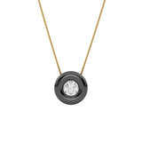 14 Karat Yellow Gold and Titanium Bezel Necklace with Diamond