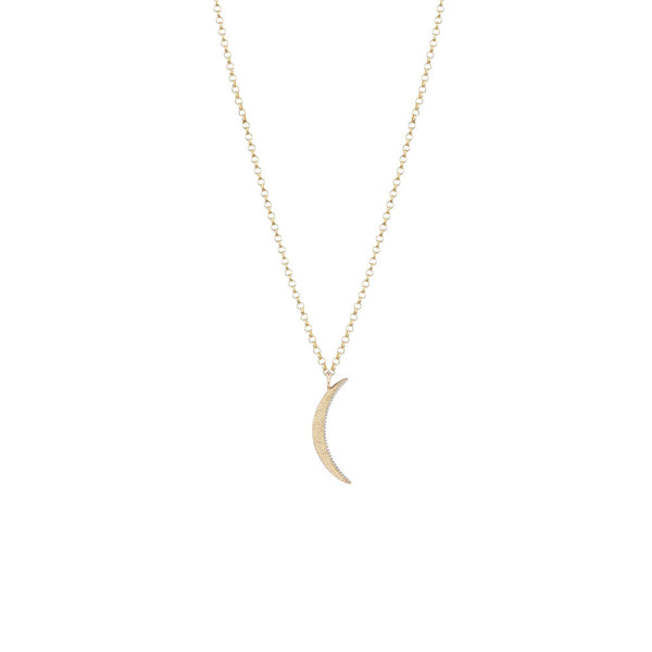 14 Karat Yellow Gold Crescent "Moony" Pendant with Diamonds