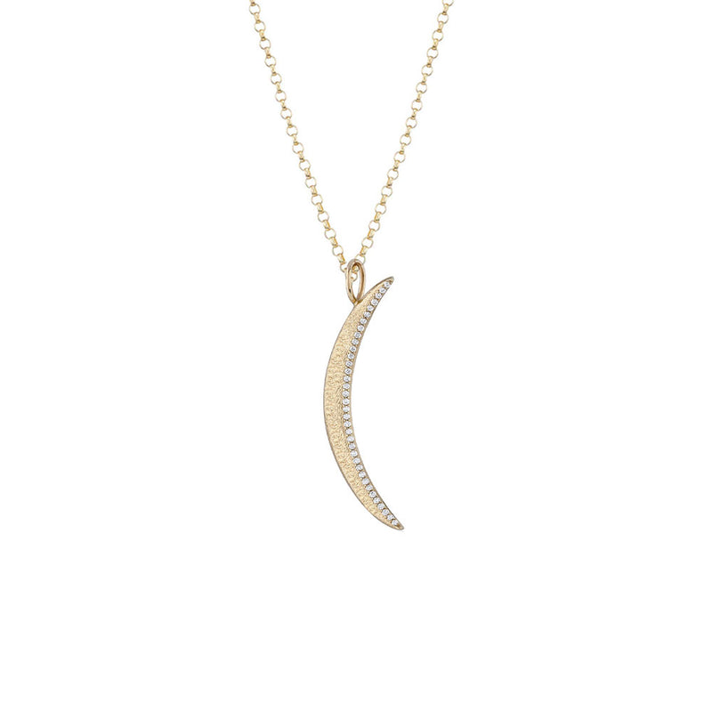 14 Karat Yellow Gold Crescent "Moony" Pendant with Diamonds