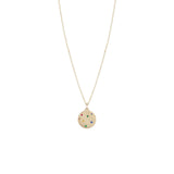 14 Karat Yellow Gold "Valerie" Disc Pendant with Multi Colored Sapphires