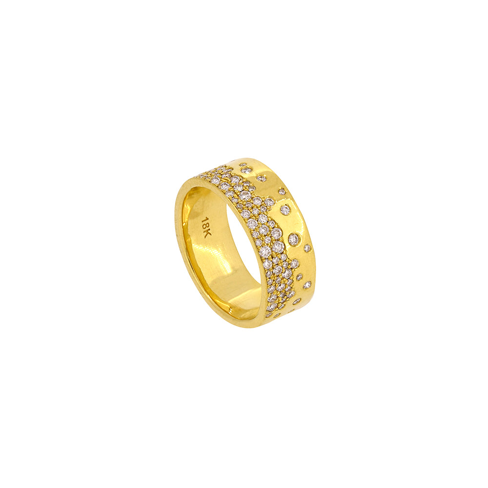 18 Karat Yellow Gold Sprinkled Diamond Band