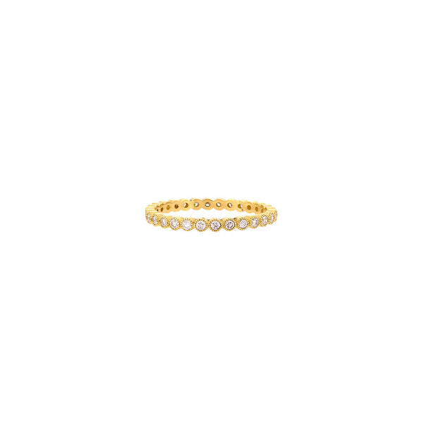 18 Karat Yellow Gold Mini Bezel Set Diamond Ring