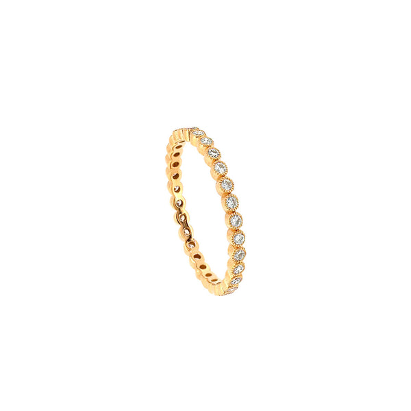 18 Karat Rose Gold Mini Bezel Set Diamond Ring