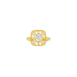 18 Karat Yellow Gold ring Old European Cut Diamond Round with open cut details