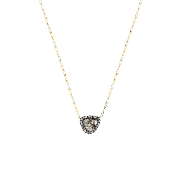 18 Karat Yellow Gold Necklace with Black Diamond Slice