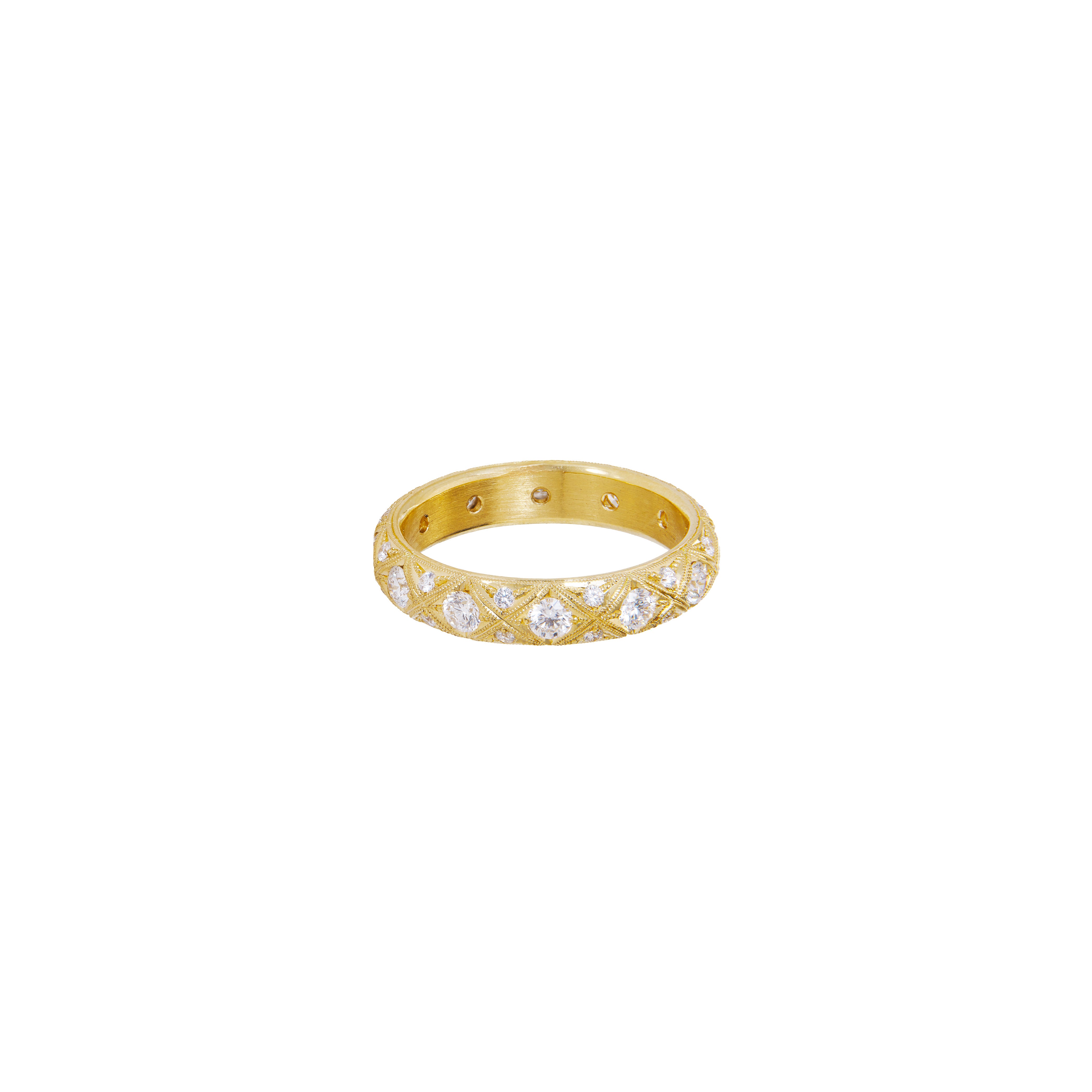 18 Karat Yellow Gold Serpents Eternity Band with diamonds
