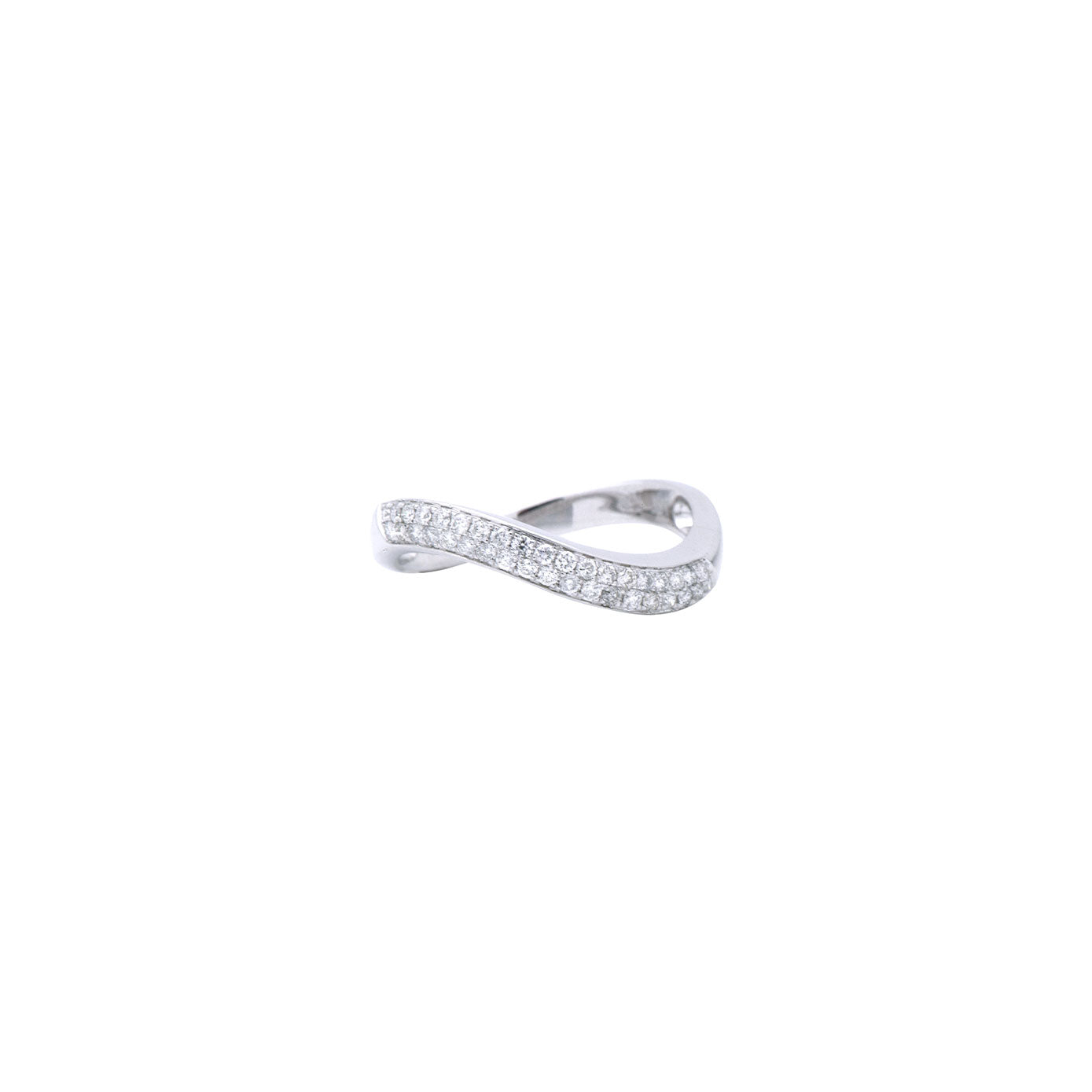 18 Karat White Gold Curved Diamond Band