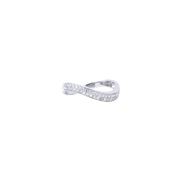 18 Karat White Gold Curved Diamond Band