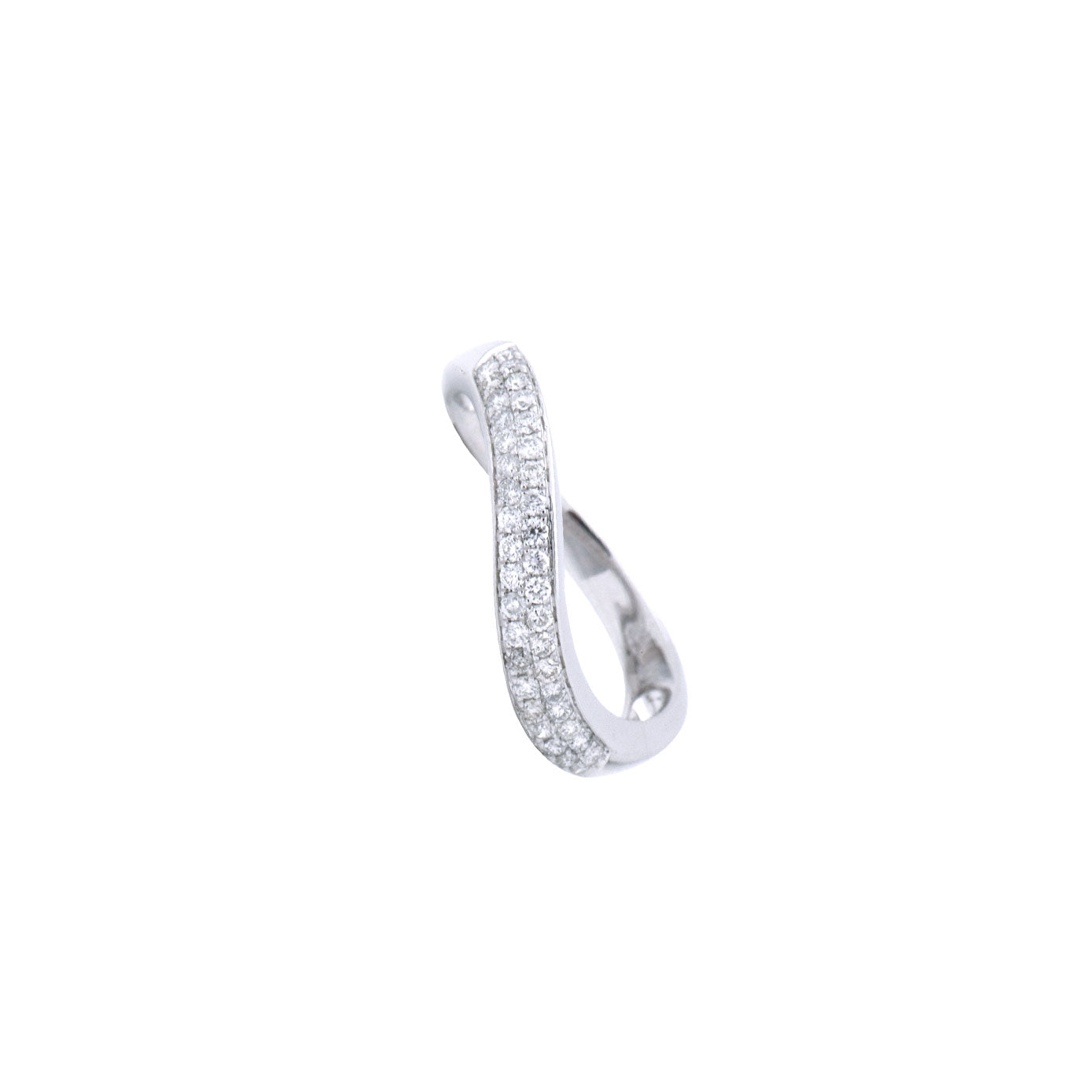 18 Karat White Gold Curved Diamond Band